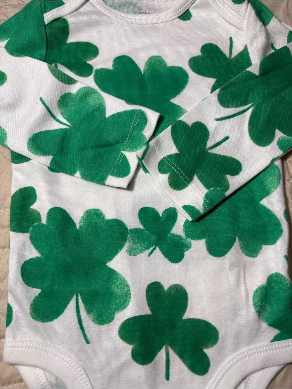 Carter’s 12 M Long-Sleeve Shamrock Bodysuit